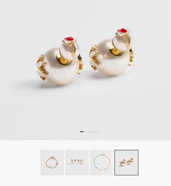 Christian Dior CD Dove Rose Decor Beaded Earrings
