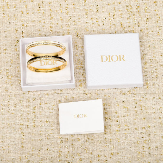 Christian Dior CD Layered Zircon Letter Bangle