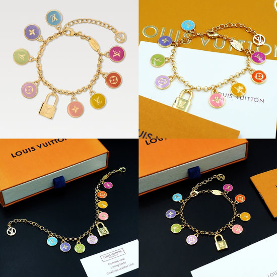 Louis Vuitton LV Floral Engraved Metal Lock Bracelet