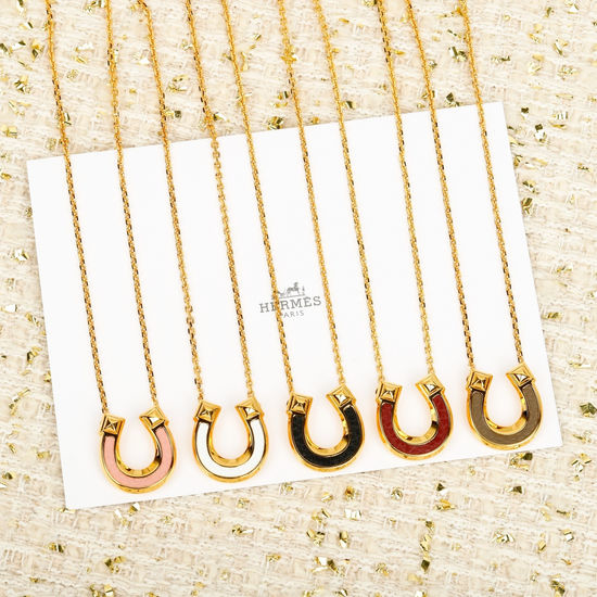Hermes Horseshoe Pendant Delicate Necklace
