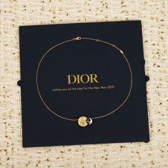 Christian Dior CD Reversible Sun Moon Pendant Necklace