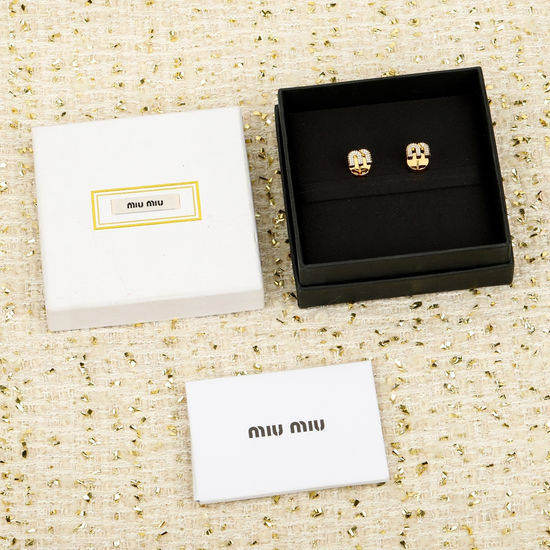 Miu Miu Full Diamond Stud Earrings Elegant Fine Jewelry