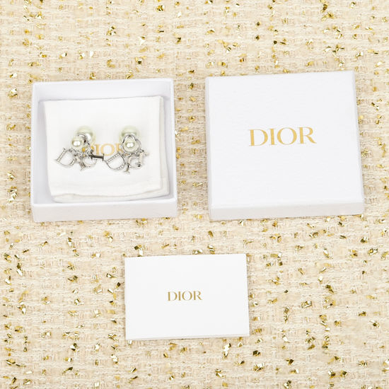 Christian Dior CD Crystal Inlaid Letter Stud Earrings
