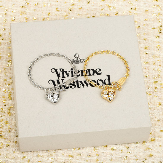 Vivienne Westhood Cute Heart Charm Bracelet With Rhinestones