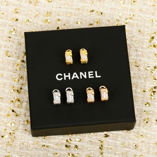 Chanel Quilted Diamond Hoop Earrings