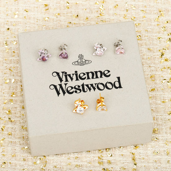 Vivienne Westhood Rhinestone Inlaid Planet Pendant Earrings