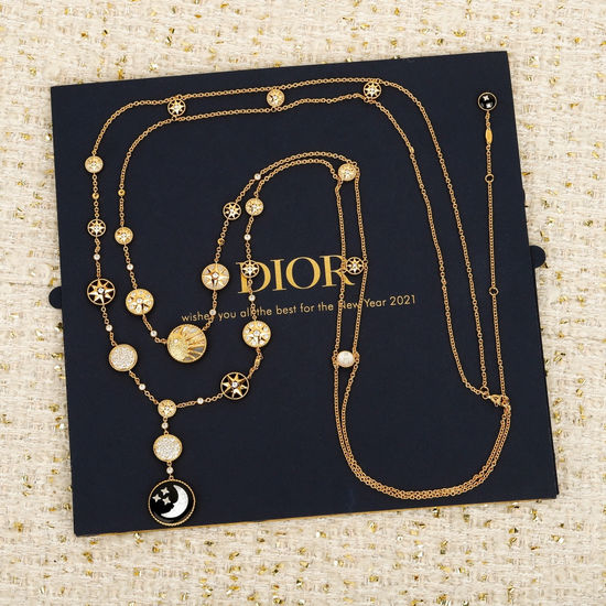 Christian Dior CD Sun Moon Star Double-Sided Necklace