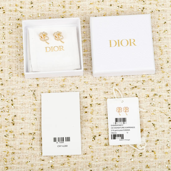 Christian Dior CD Four Leaf Clover Crystal Stud Earrings