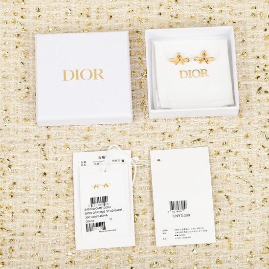 Christian Dior CD Bowknot Decor Delicate Daily Stud Earrings