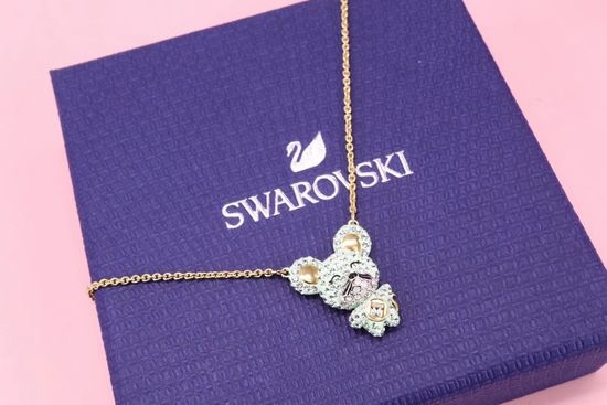 Swarovski Mouse Shape Light Blue Crystal Necklace