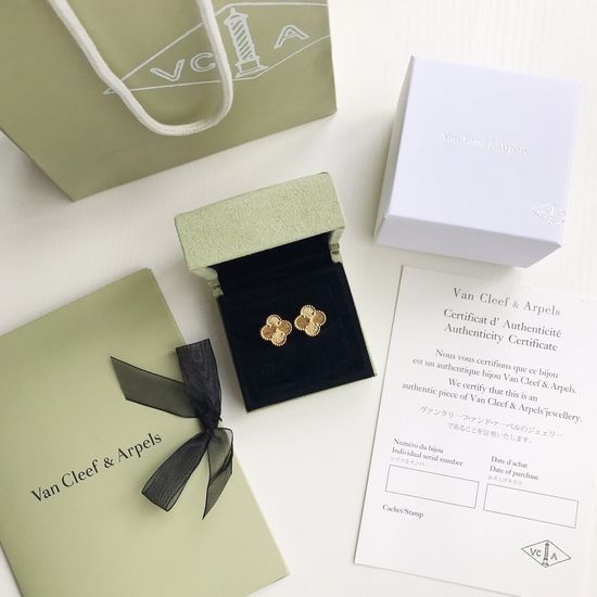 Van Cleef & Arpels VCA Four Leaf Clover Clip On Earrings