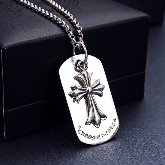 Chrome Hearts Double Cross Dog Tag Pendant Necklace