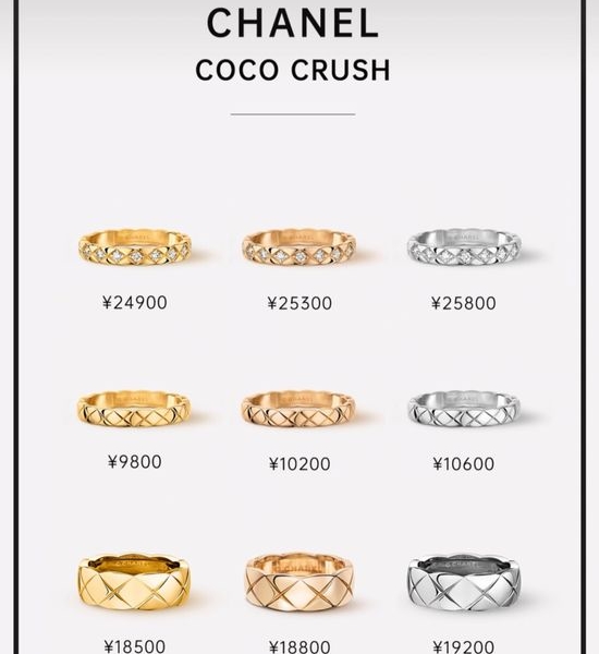 Chanel Quilted Pattern Metal Stackable Ring