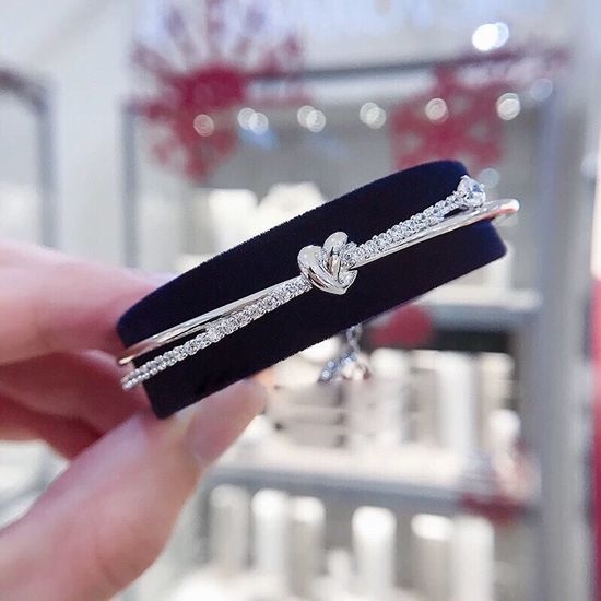 Swarovski Heart Knot Bangle Bracelet