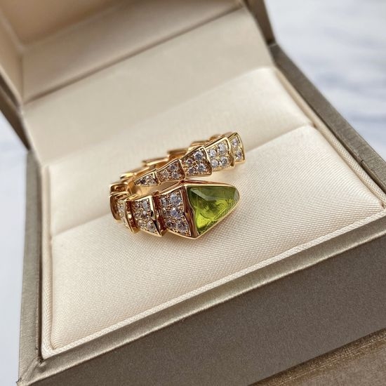 Bvlgari Green Snake Full Diamond Single Band Ring