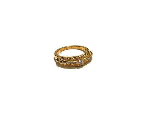 Chrome Hearts Gold Plated Cross Stone Ring