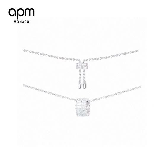 Apm monaco Dainty Zircon Pendant Adjustable Necklace