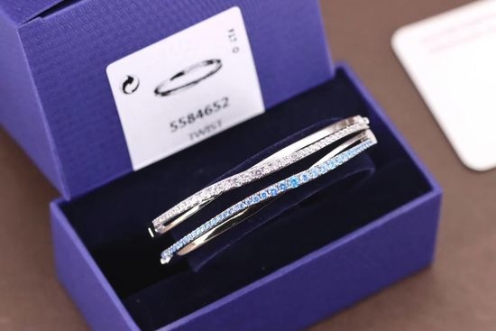 Swarovski Crystal Twisted Two-Tone Bangle Bracelet