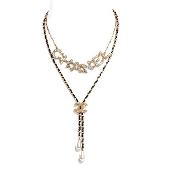 Chanel Double Layer Leather Chain Necklace
