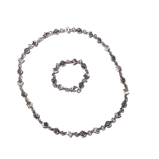 Chrome Hearts Cross Dice Chain Necklace and Bracelet
