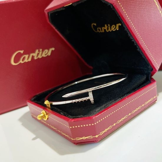 Cartier Nail Design Zircon Sterling Silver Bangle