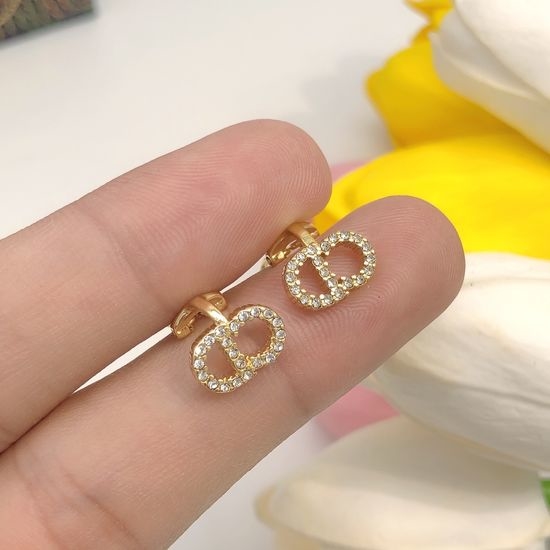 Christian Dior CD Mini Diamond Inlaid Stud Earrings