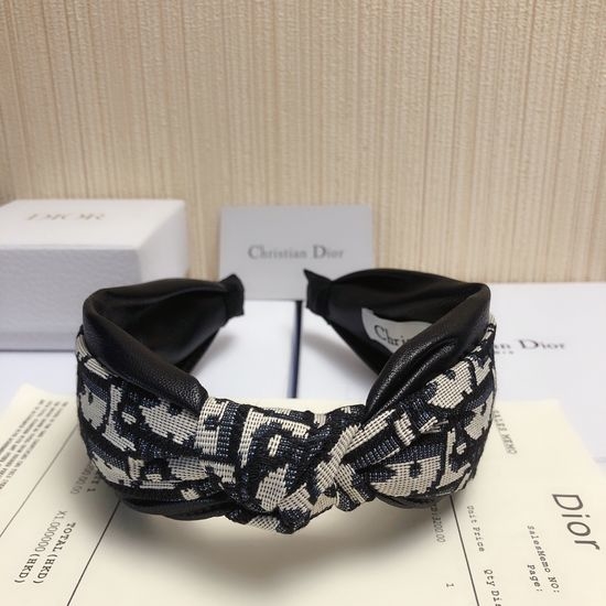 Christian Dior CD Monogram Stitched Leather Headband