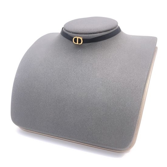 Christian Dior CD Black Ribbon Letter Pendant Necklace Bracelet