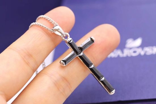 Swarovski Black Cross Pendant Necklace