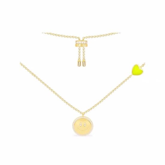 Apm monaco Smiley Face Love Enamel Necklace