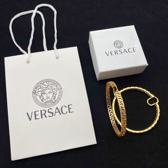 Versace Textured Design Large Hoop Earrings
