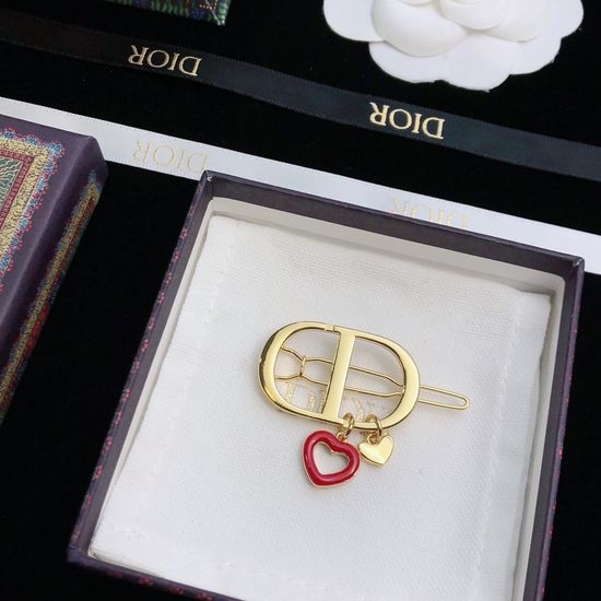 Christian Dior CD Vintage Heart Design Brass Hair Clip