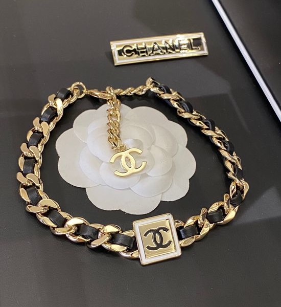 Chanel Leather Square Necklace Versatile Jewelry