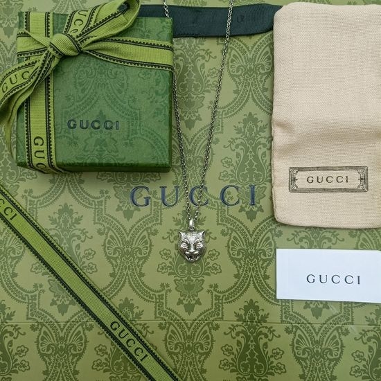 Gucci Vintage Tiger Head Pendant Necklace