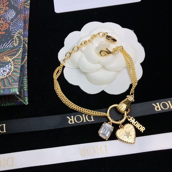 Christian Dior CD Classic Pearl Chain Bracelet