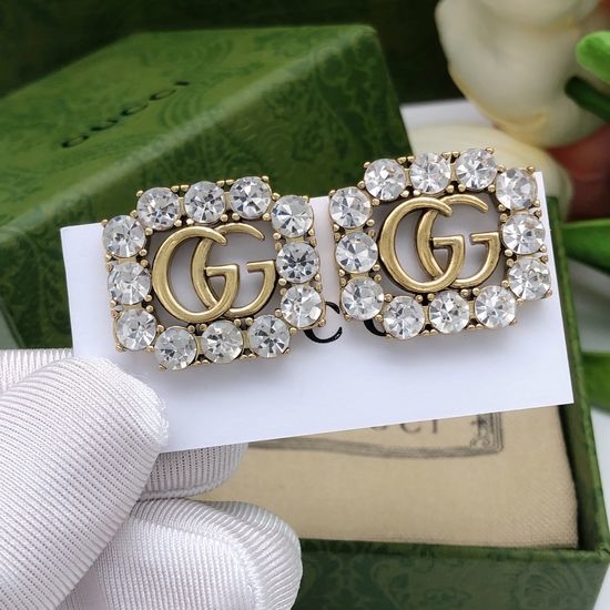 Gucci Square Crystal Stud Earrings