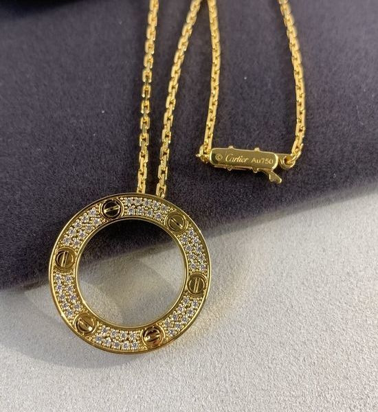 Cartier Full Diamond Round Pendant Necklace
