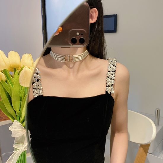 Christian Dior CD Multi-Layer Pearl CD Choker