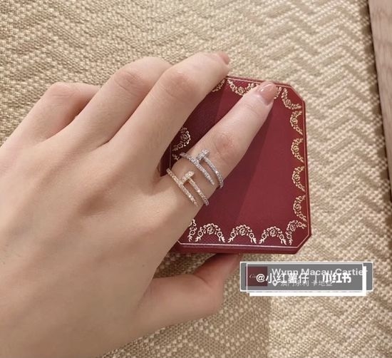 Cartier Thin Full Diamond Nail Ring Delicate Classic
