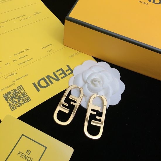 Fendi Minimalist Logo Hoop Earrings