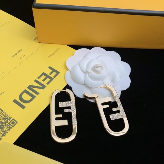 Fendi Simple Logo Decorative Drop Earrings