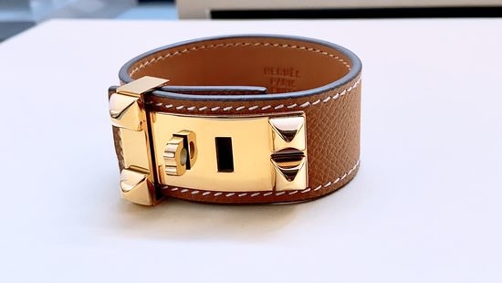 Hermes Classic Textured Leather Wristband Bracelet