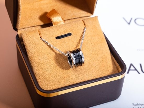 Bottega Veneta BV Red Accent Hand Set Diamond Necklace