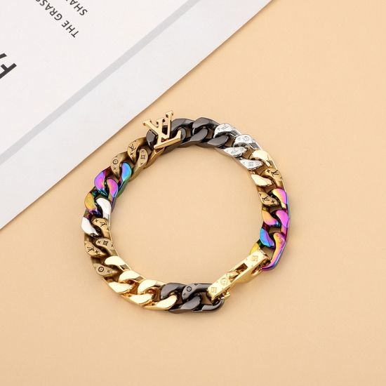 Louis Vuitton LV Engraved Pattern Cuban Link Bracelet