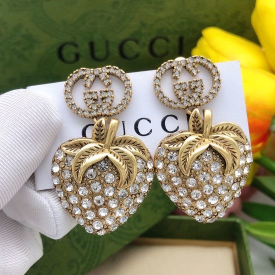 Gucci Enamel Crystal Decorative Stud Earrings Hair Clip