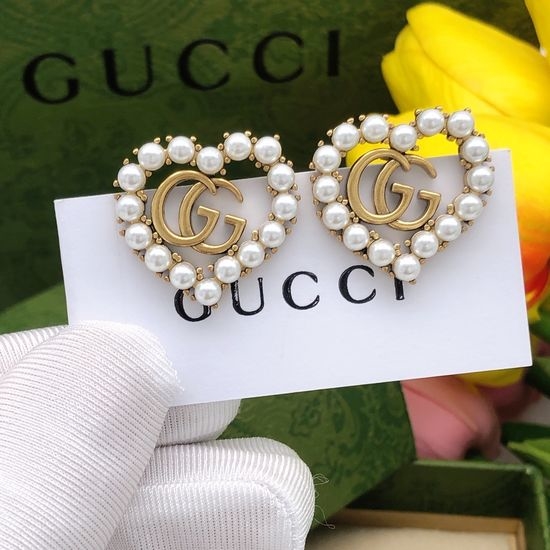 Gucci Heart Bead Stud Earrings