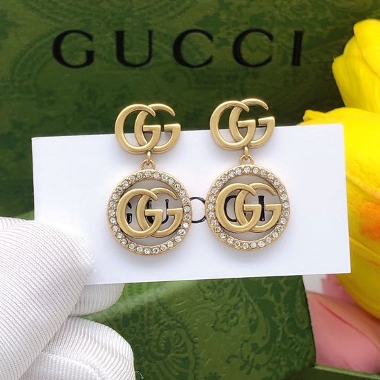 Gucci Round Diamond Inlaid Stud Earrings
