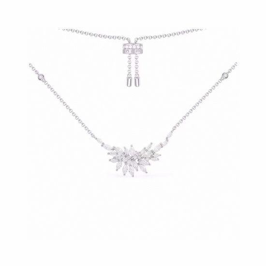 Apm monaco Festival Silver Necklace with Marquise Diamonds