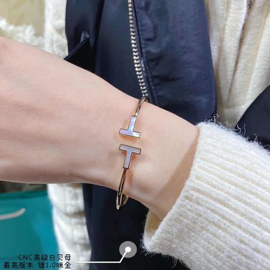 Tiffany & Co. Mother of Pearl Double T Bangle