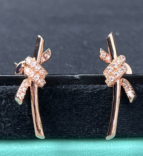 Tiffany & Co. Diamond Inlaid Polished Rose Gold Earrings